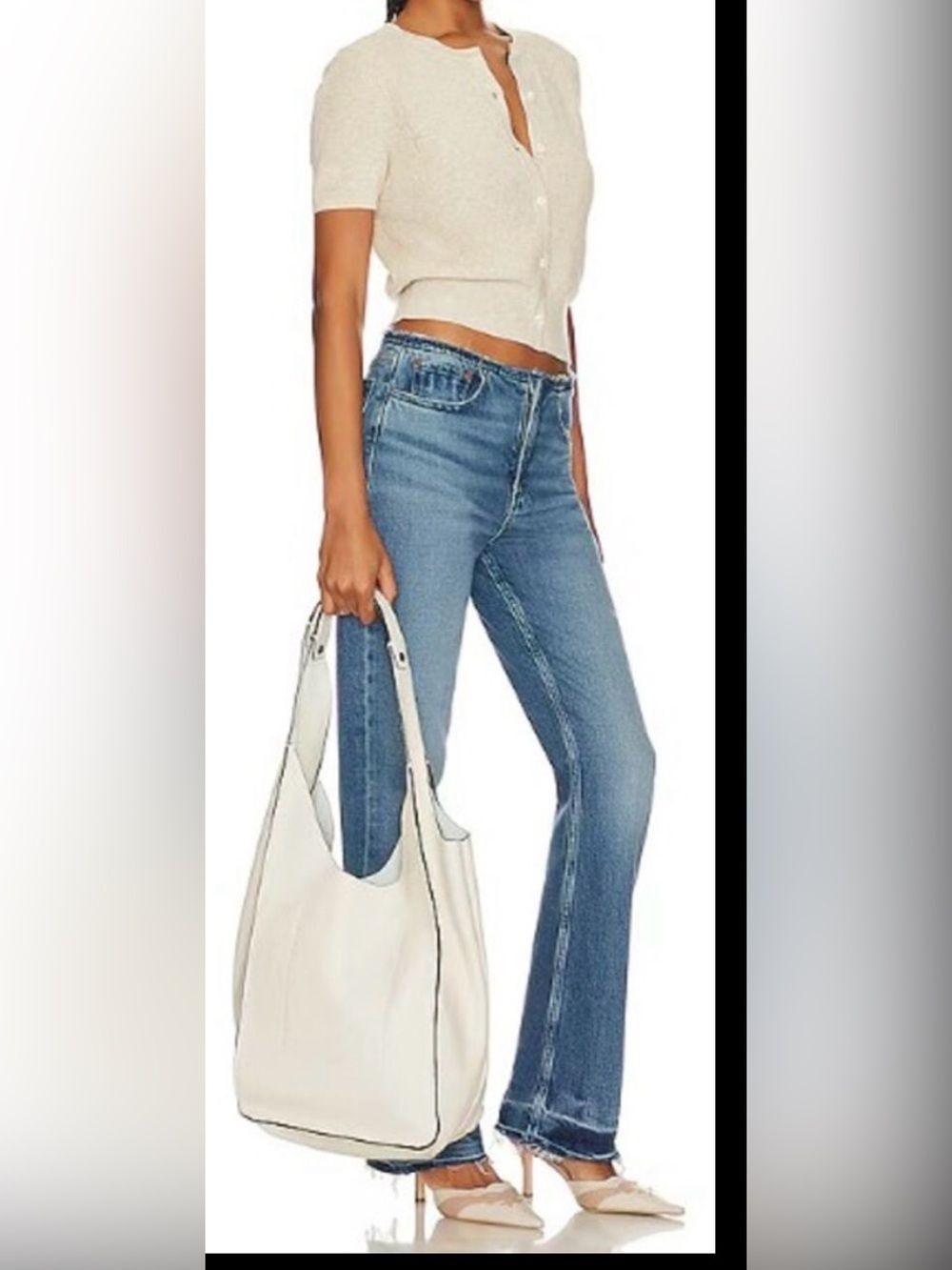 NWT Rag & Bone Logan Shopper Leather Tote Bag Antique White
